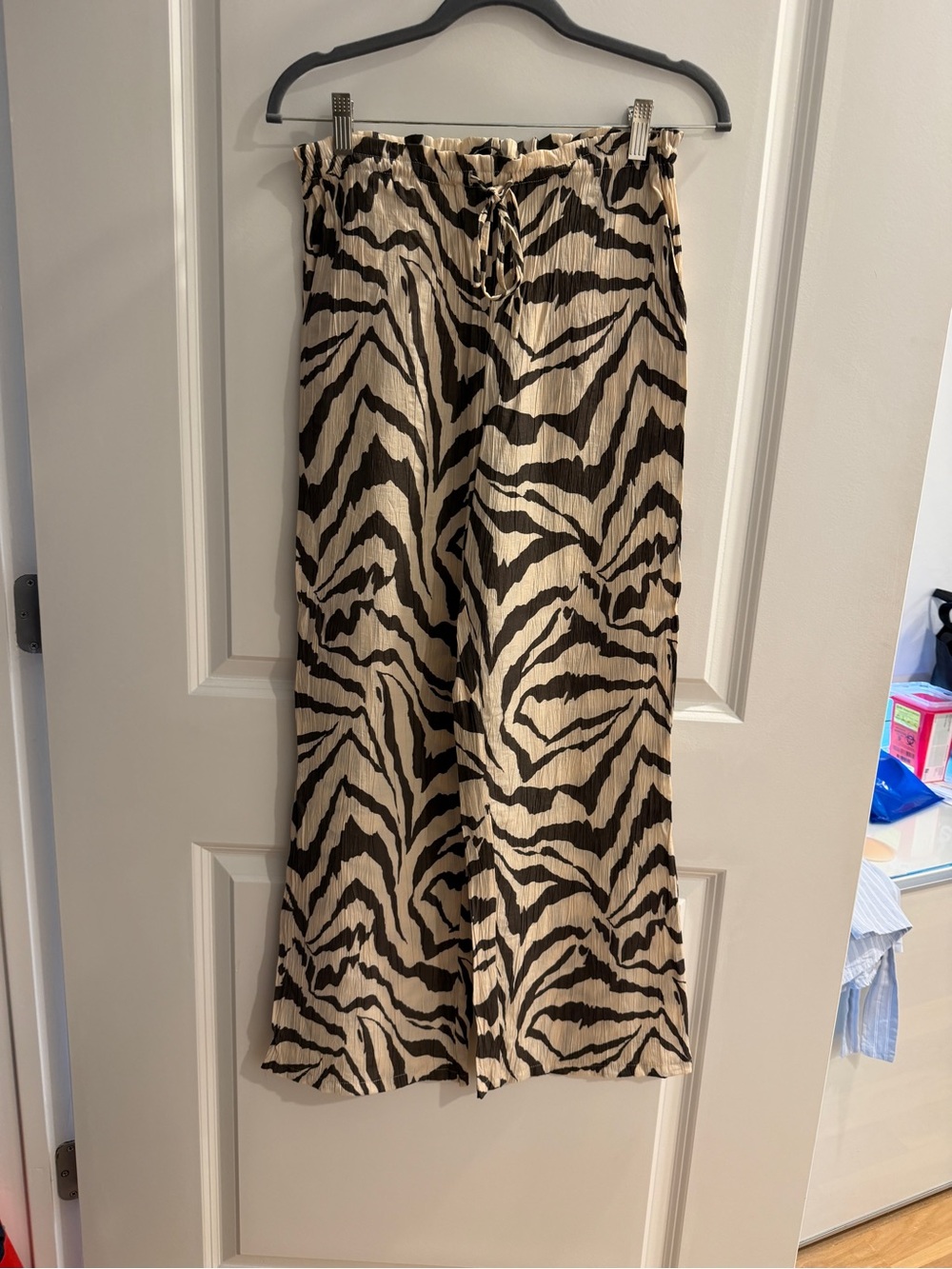 Zara Black & Cream Zebra-Print beach  Pants